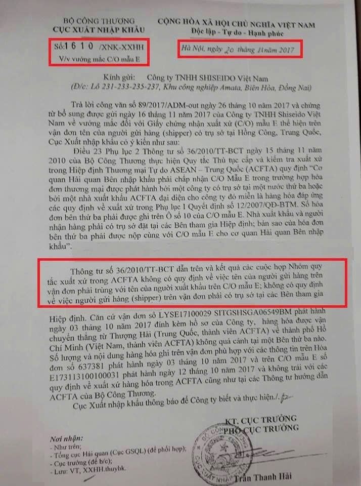 1610/XNK-XXHH- SHIPPER TRÊN C/O FORM E